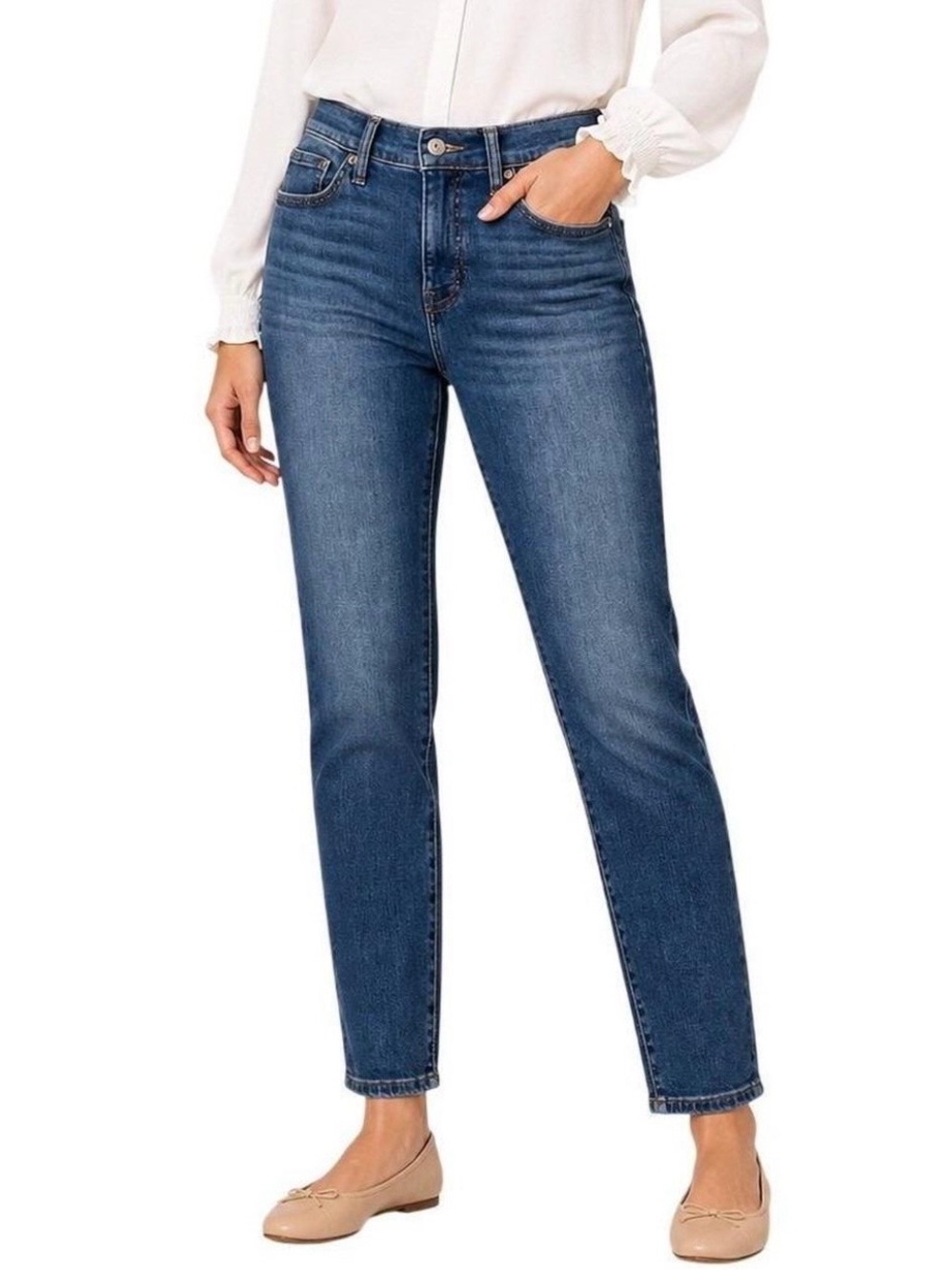 Lucky Brand Ava Mid Rise Skinny Jeans in Medium Blue Wash